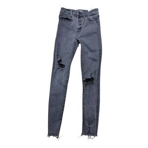 Abercrombie & Fitch Jeans Women 25/0r High Rise Ankle Distressed blk Denim
